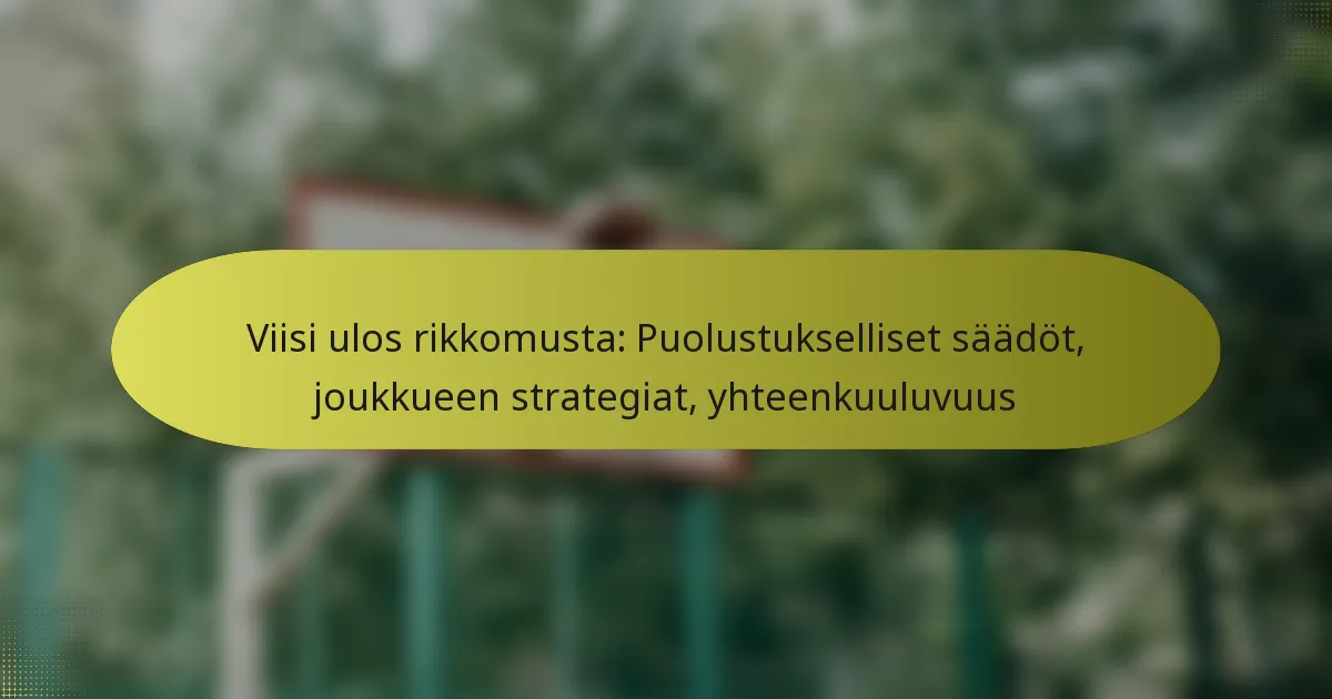 Viisi ulos rikkomusta: Puolustukselliset säädöt, joukkueen strategiat, yhteenkuuluvuus